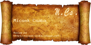 Micsek Csaba névjegykártya